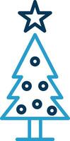 Natale albero linea blu Due colore icona vettore