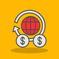 globale finanza pieno ombra icona vettore
