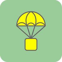paracadute pieno giallo icona vettore