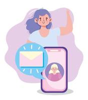 creatività e tecnologia delle persone, e-mail di messaggistica delle persone con smartphone vettore