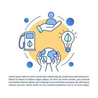 icona del concetto di consumo responsabile con testo. protezione della natura. risorse e conservazione dell'energia. modello di vettore di pagina ppt. brochure, rivista, elemento di design opuscolo con illustrazioni lineari