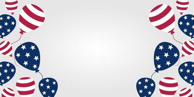 americano nazionale vacanza sfondo con noi bandiera e Palloncino ornamenti. design per striscione, saluto carta, invito, sociale media, ragnatela. gratuito copia spazio la zona vettore