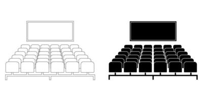 schema silhouette cinema sala icona impostato isolato su bianca sfondo vettore