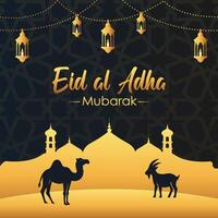 eid al adha mubarak islamico sociale media inviare modello vettore