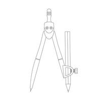 mano disegnato bambini disegno cartone animato illustrazione disegno bussola icona isolato su bianca vettore