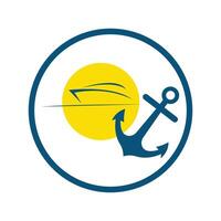 andare in barca barca yacht logo illustrazione isolato su bianca. yacht club logotipo vettore