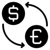 icona del glifo di cambio valuta vettore