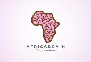 Africa cervello logo, Africa con cervello combinazione, piatto stile logo disegno, illustrazione vettore