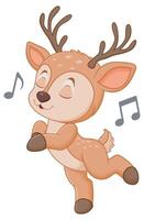 carino cervo danza cartone animato illustrazione. animale natura icona concetto isolato premio vettore