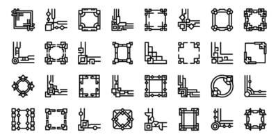 Cinese angolo icone impostato schema . asiatico divisore vettore