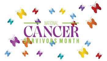nazionale cancro sopravvissuti mese osservato ogni anno nel giugno. modello per sfondo, striscione, carta, manifesto con testo iscrizione. vettore