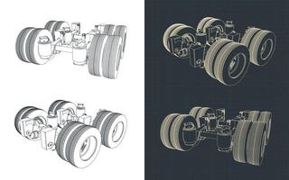 sollevamento asse per trailer disegni vettore