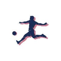 calcio emblema con un' silhouette di il giocatore logo vettore
