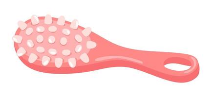 massaggio spazzola nel piatto design. rosa anti cellulite terapia accessorio. illustrazione isolato. vettore