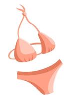 estate Due pezzo bikini nel piatto design. spiaggia femmina costumi da bagno modello. illustrazione isolato. vettore