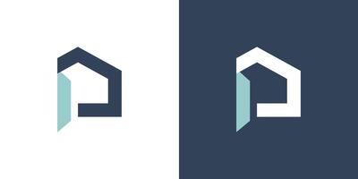 Casa tenuta logo design con lettera p vettore
