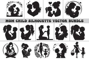 mamma bambino silhouette fascio vettore