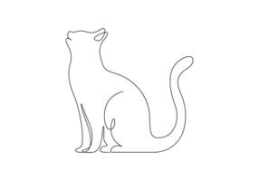 gatto nel uno continuo linea disegno gratuito illustrazione vettore