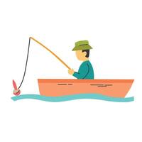 pescatore nel barca icona clipart avatar logotipo isolato illustrazione vettore