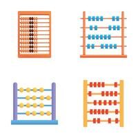 di legno abaco icone impostato cartone animato . vario abaco con arcobaleno colorato perlina vettore