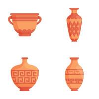 antico vaso icone impostato cartone animato . antico greco o romano ceramica vettore