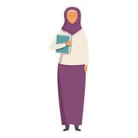 arabo ragazza con hijab icona cartone animato . apprendimento corso vettore