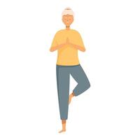 nonna pratica yoga icona cartone animato . mattina esercizio vettore