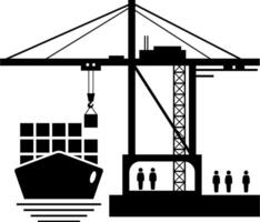 nave icona silhouette illustrazione carico nave vettore