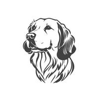 un' nero e bianca disegno di un' cane con un' nero viso vettore