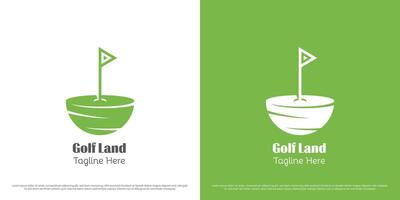 golf cortile logo icona illustrazione. silhouette di golf sport campo bandiera polo obbiettivo buco club concorrenza campionato. semplice astratto minimo design simbolo all'aperto. vettore