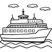traghetto schema illustrazione digitale colorazione libro pagina linea arte disegno vettore