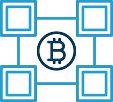 blockchain blockchain linea blu Due colore icona vettore