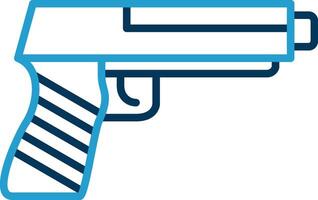 pistola linea blu Due colore icona vettore