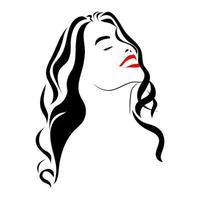 bel viso di donna con gli occhi chiusi disegno del logo del salone di bellezza vettore