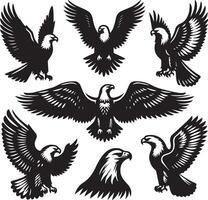 aquila silhouette impostare. aquila illustrazione vettore