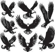 aquila silhouette impostare. aquila illustrazione vettore