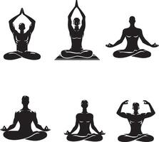 yoga silhouette impostare. yoga illustrazione vettore