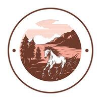 cavallo mustang Vintage ▾ disegnare logo design vettore