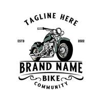 motociclo logo design. Vintage ▾ stile motocicletta per motocicletta club. vettore