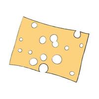 rettangolare tagliare pezzo di giallo difficile formaggio con grande il giro buchi. formaggio affettare per un' vino o birra piatto. semplice lineare cibo icona nel colore. design per etichetta, clipart, negozio finestre, etichetta. vettore