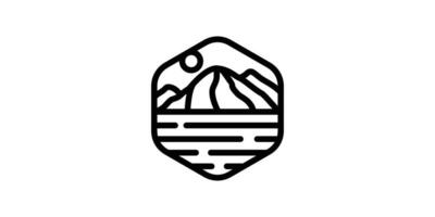 creativo logo design di montagne e fiumi, onde, esagonale, logo design modello, icona, , simbolo. vettore