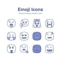 impostato di emoji icone, carino espressioni design vettore
