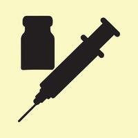 icona per vaccinazioni. siringa con un' contenitore. Comune modi per evitare raffreddori. vaccinazione dose. prescrizione farmaci e farmacie. vettore