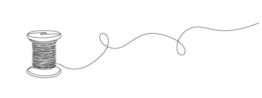 continuo disegno di un' singolo modificabile linea di bobina di filo. semplificato bobina icona per cucito e sarto. illustrazione. vettore