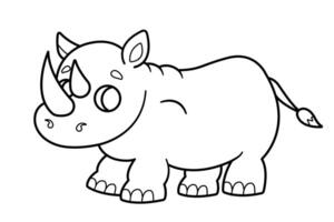 carino cartone animato rinoceronte. colorazione pagina, colorazione libro. illustrazione vettore
