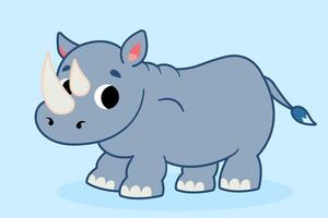 carino cartone animato rinoceronte. figli di illustrazione vettore