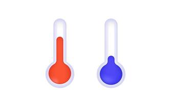 3d icona realistico concetto termometri misurare caldo freddo design vettore