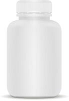 plastica droga bottiglia. bianca 3d illustrazione. modello modello di medico pacchetto per pillole, capsula, droghe. gli sport e Salute vita supplementi. vettore