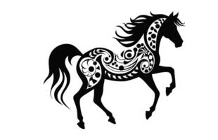 cavallo mandala silhouette nero clipart isolato su un' bianca sfondo vettore