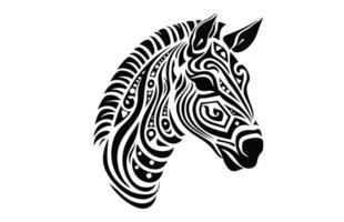 zebra mandala silhouette nero e bianca clipart vettore